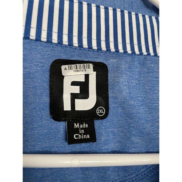 Footjoy Solid Stretch Polo Shirt Buffalo Logo Blue Men’s 2XL Embroidered sleeve - Picture 2 of 10